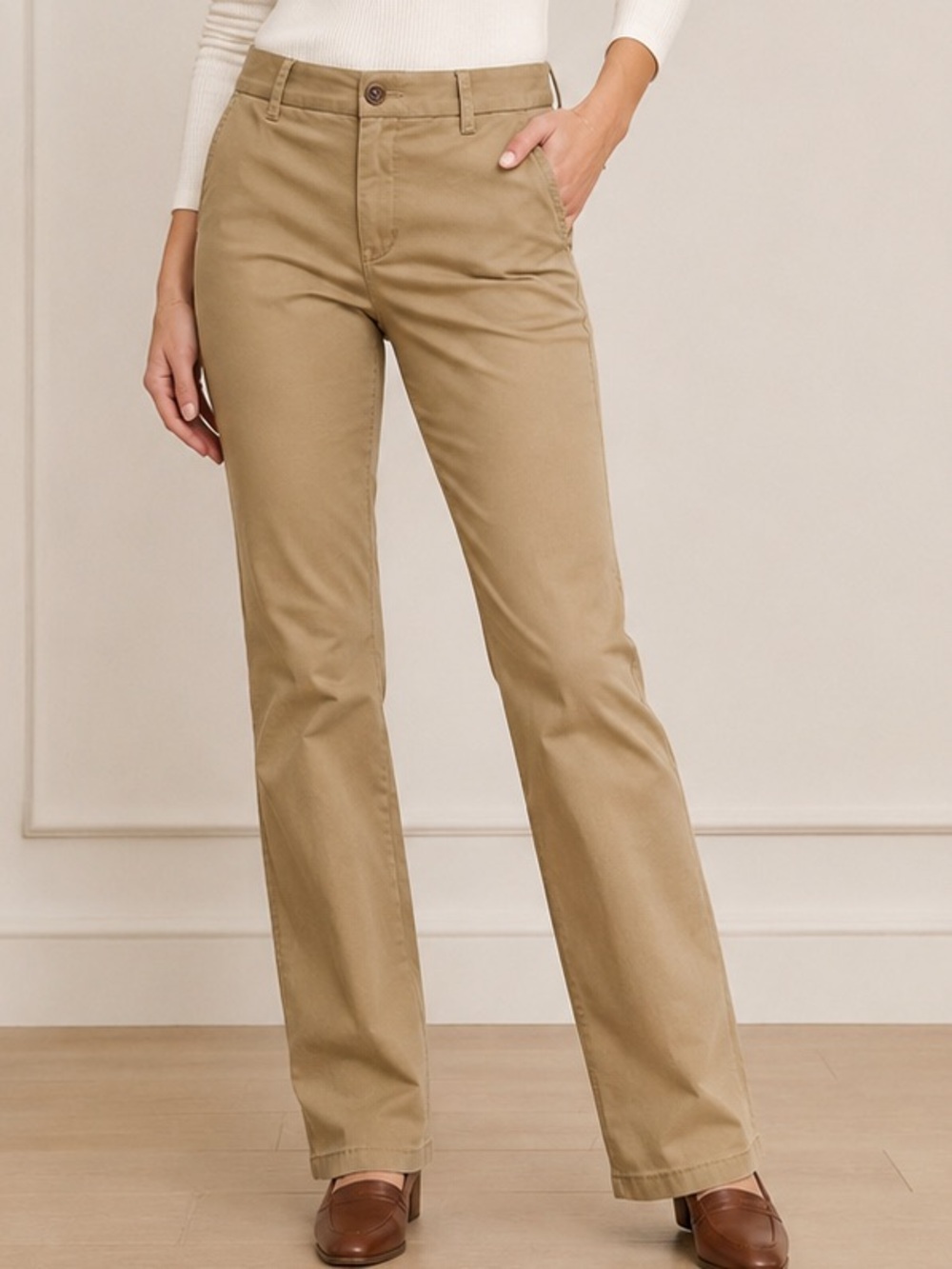 J.Crew Bennett Chino Khaki Stretch Straight Leg Pants Women's Size 8